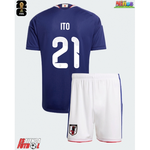 Japón Hiroki Ito #21 Primera Equipación Niños Mundial 2026 Manga Corta (+ Pantalones cortos)